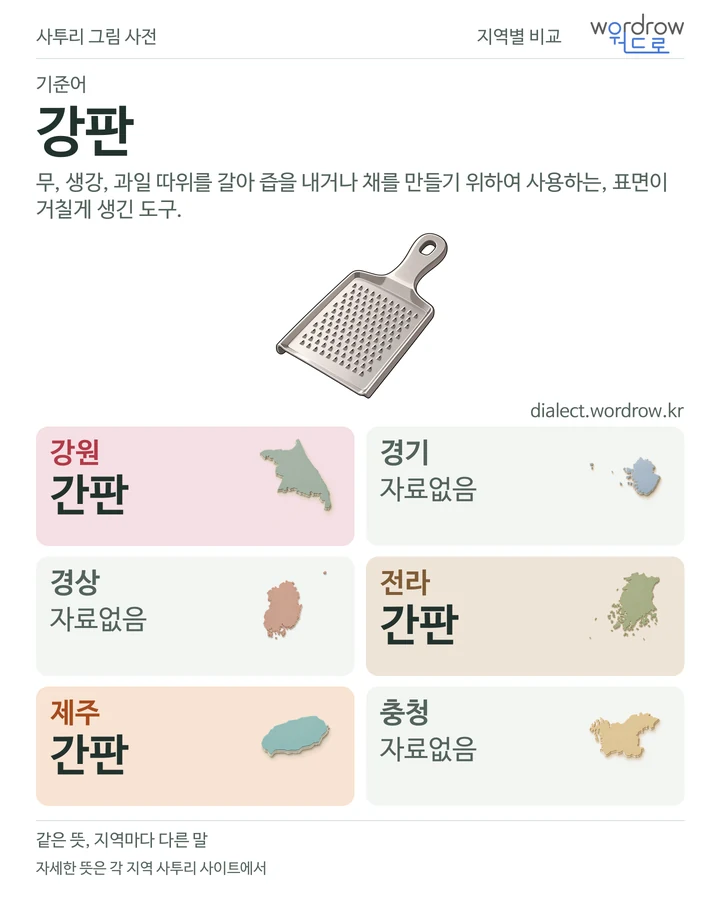 강판의 여섯 지역 사투리 비교
