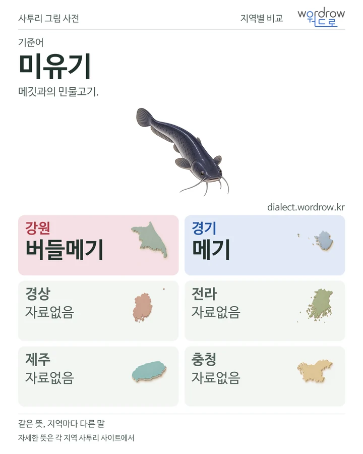 미유기의 여섯 지역 사투리 비교