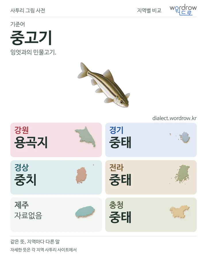 중고기의 여섯 지역 사투리 비교