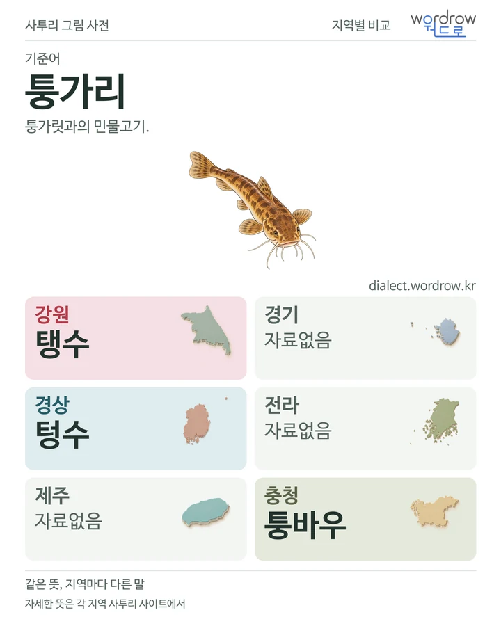퉁가리의 여섯 지역 사투리 비교
